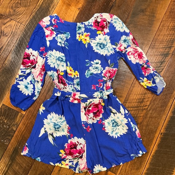 Yumi Kim Liz Silk Romper Blue Multicolor Floral Print LS Women’s Size S SOLD OUT - Picture 4 of 9